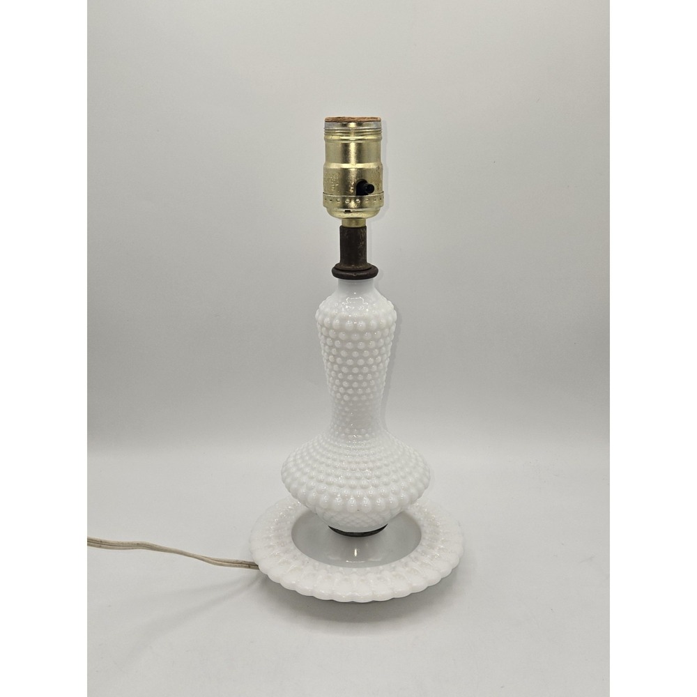 Vintage White Milk Glass Hobnail Table Lamp Base 11.5"